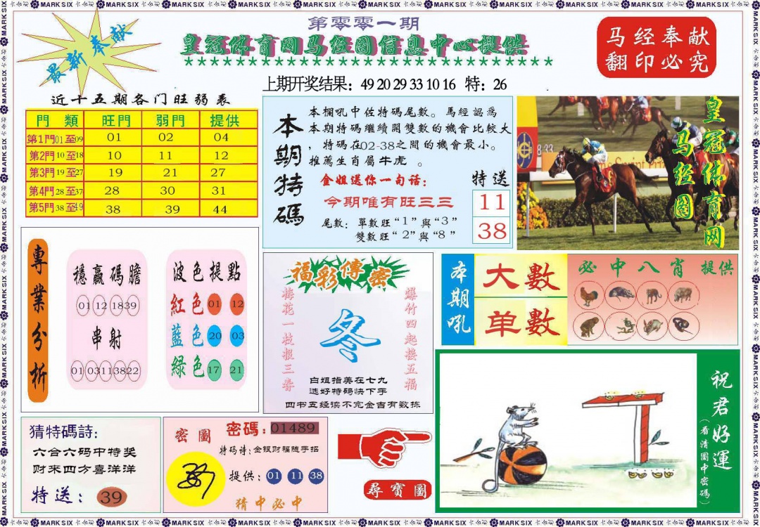 001期体育网马经图[图]