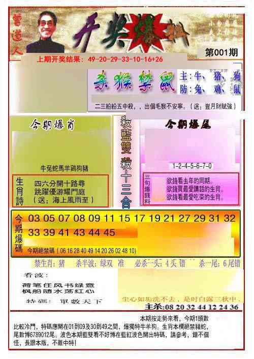 001期开奖爆料(新图推荐)[图]