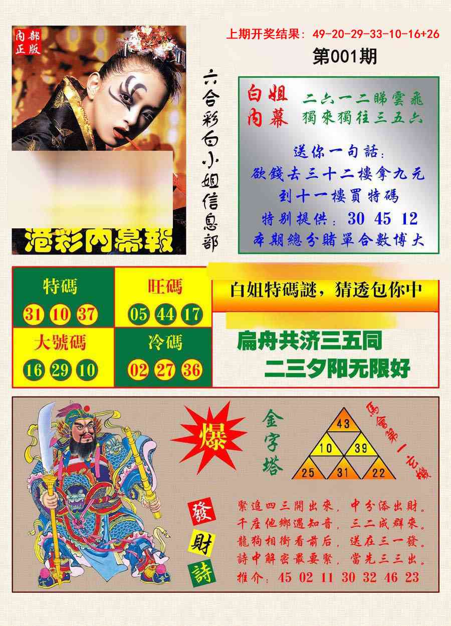 001期港彩内幕报[图]