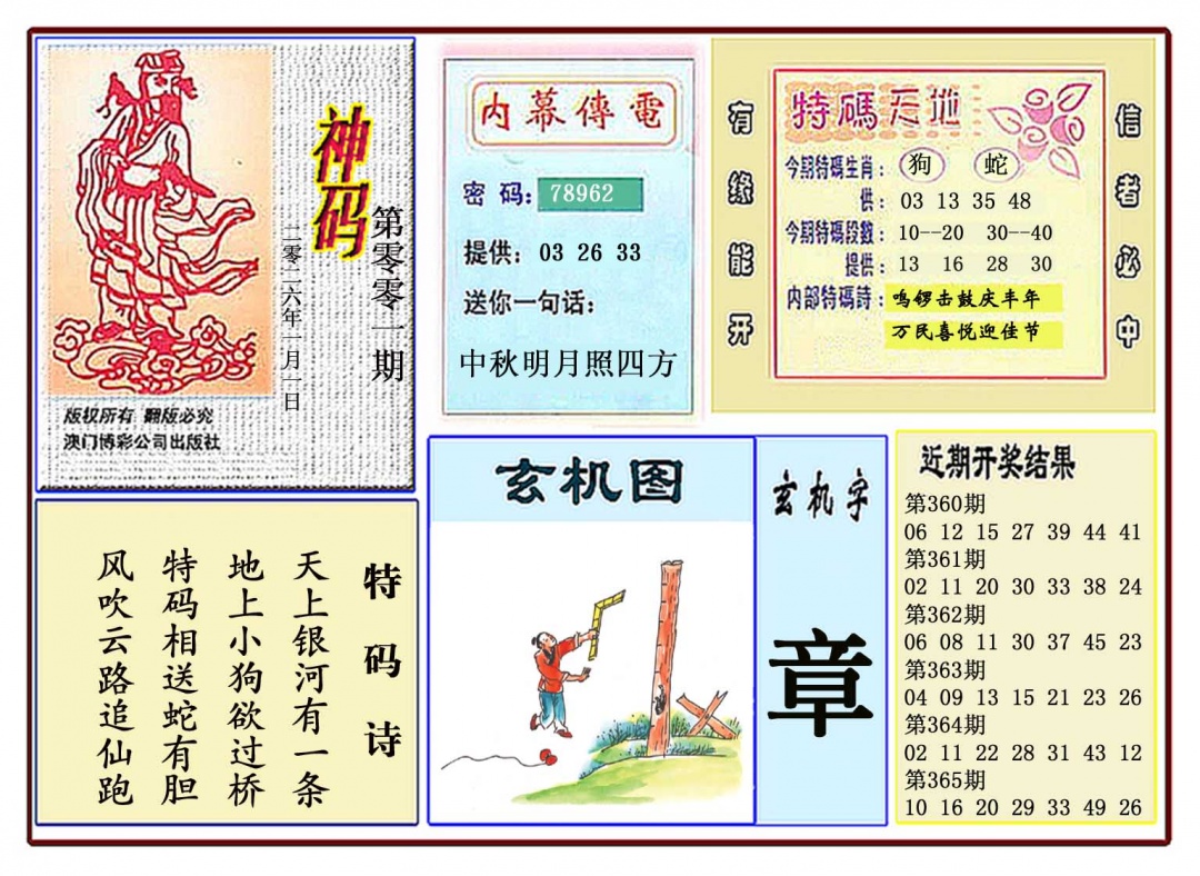 001期黄大仙神码[图]