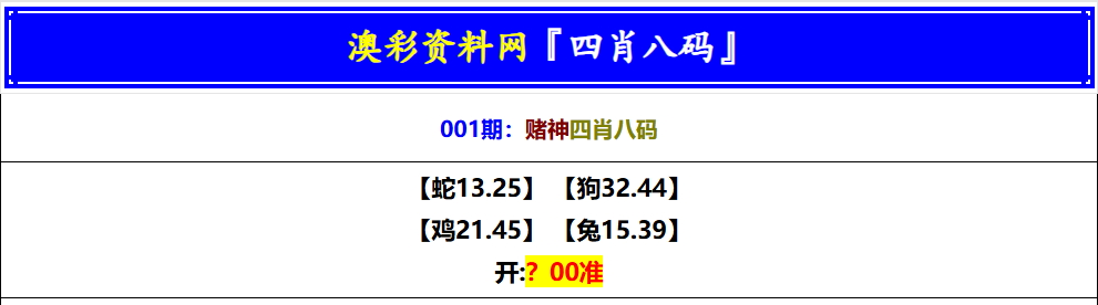 001期赌神四肖八码[图]